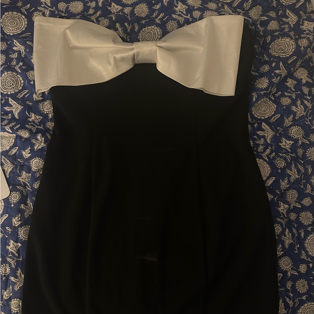 Elegant Black Dress with White Bow